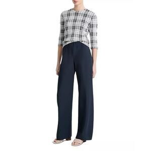 Vince Pants Womens Large Blue Wide Leg Trouser High Rise Pleated Minimalist